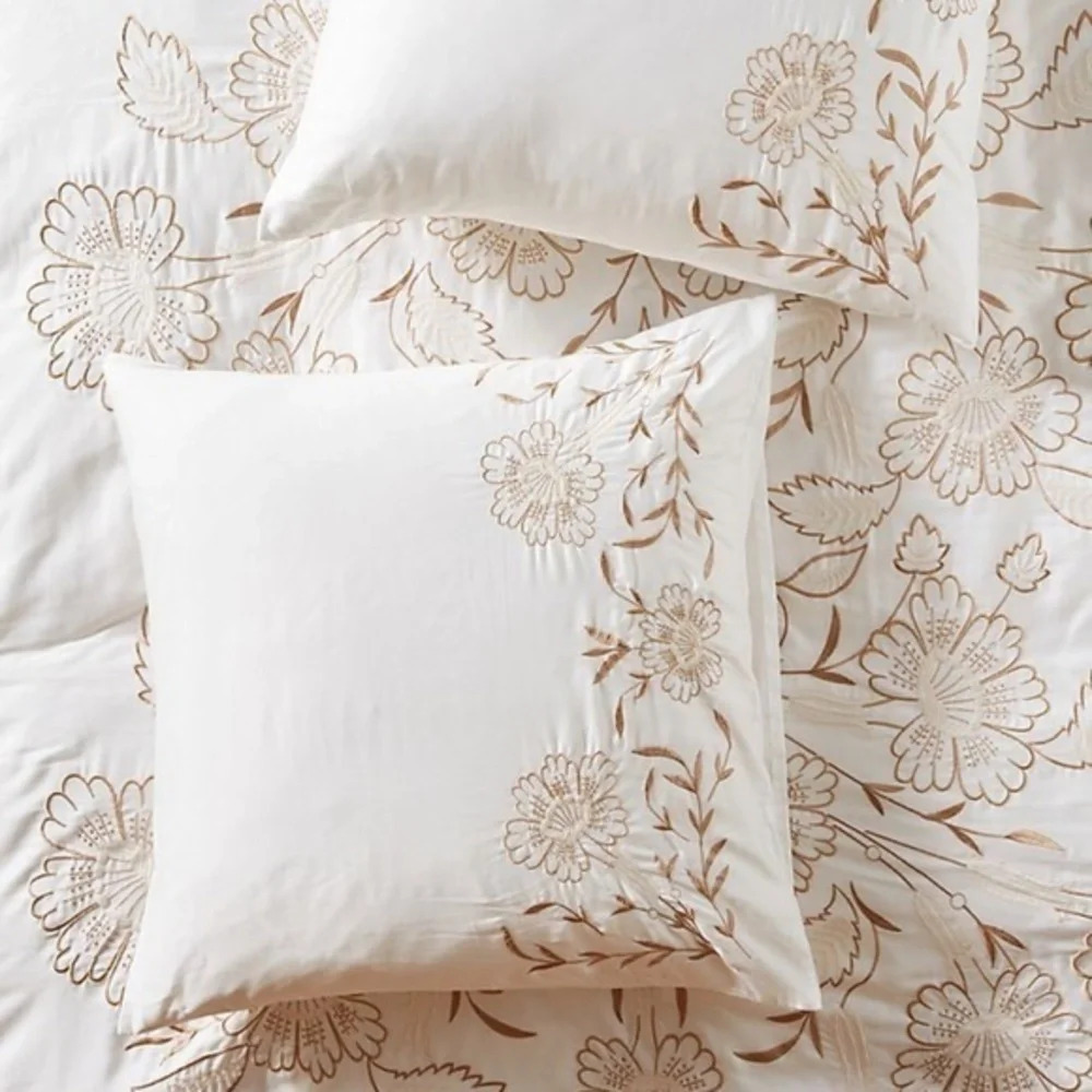 Anthropologie Saffron Embroidered Euro Sham